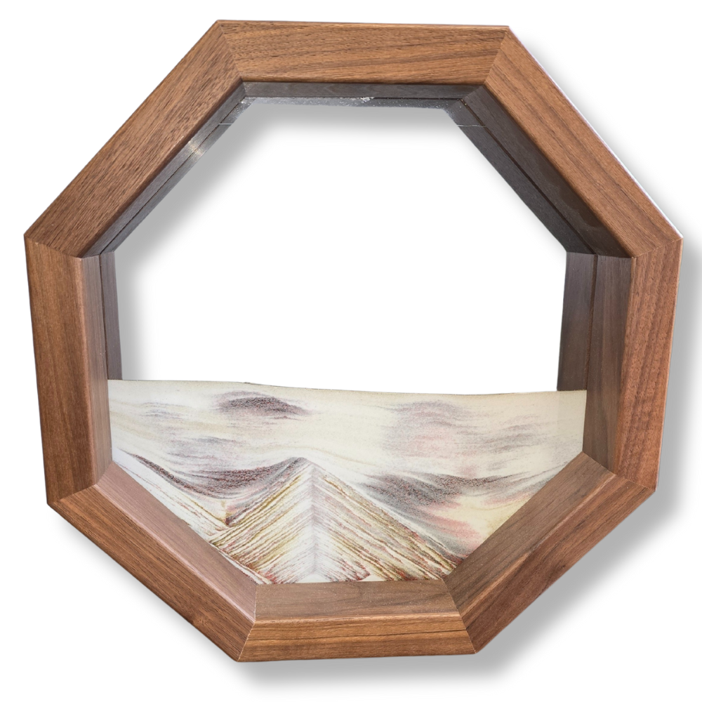 Walnut Octarine Shadowbox- Moving Sand Art- By Klaus Bosch