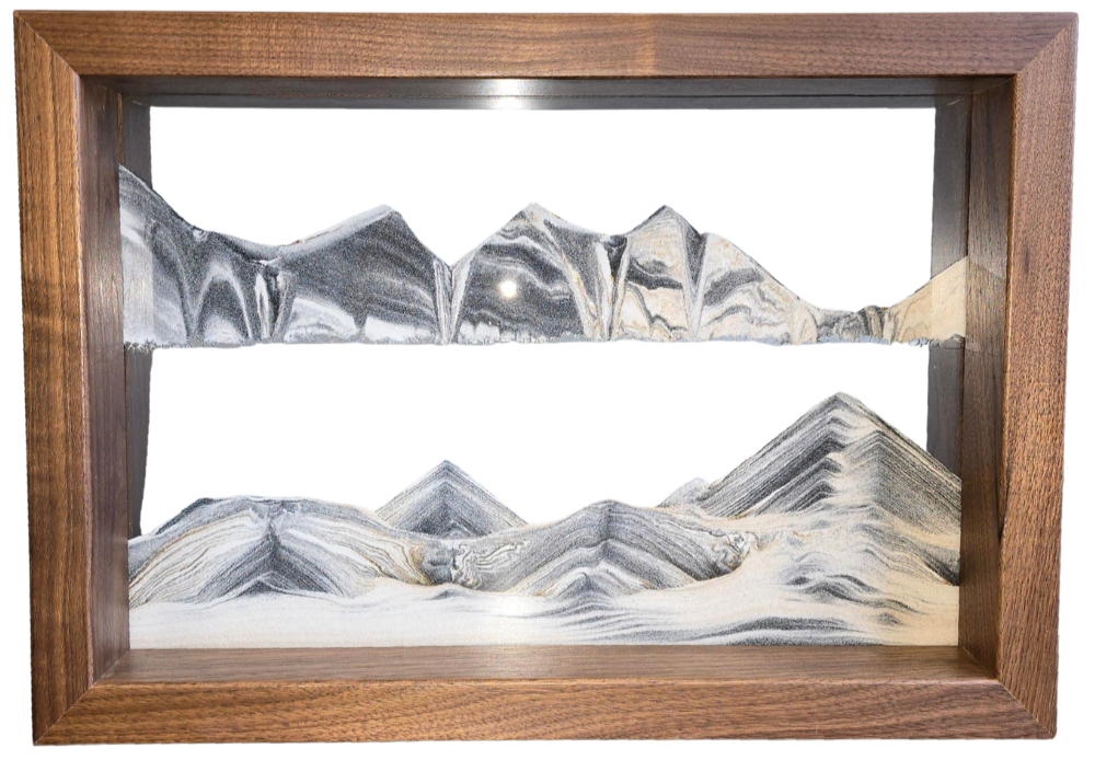 Walnut Shadowbox Moving Sand Art- By Klaus Bosch