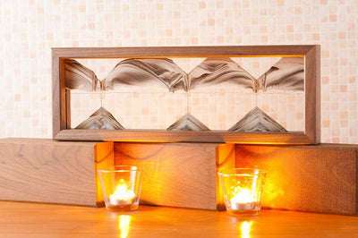 Picture of KB Collection Triple X Walnut Sand Art with candles- By Klaus Bosch sold by MovingSandArt.com