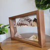 Walnut Shadowbox- KB Collection Lifestyle on desk with plant Side view showing the chunky Shadowbox frame