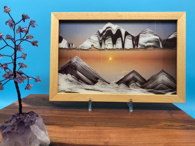 Picture of KB Collection Movie Series Wall Mount Sunset Sand Art with amethyst- By Klaus Bosch sold by MovingSandArt.com